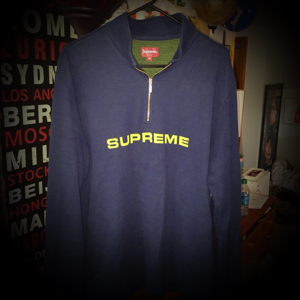 Supreme FW16 Navy/Green Quarter-Zip XL